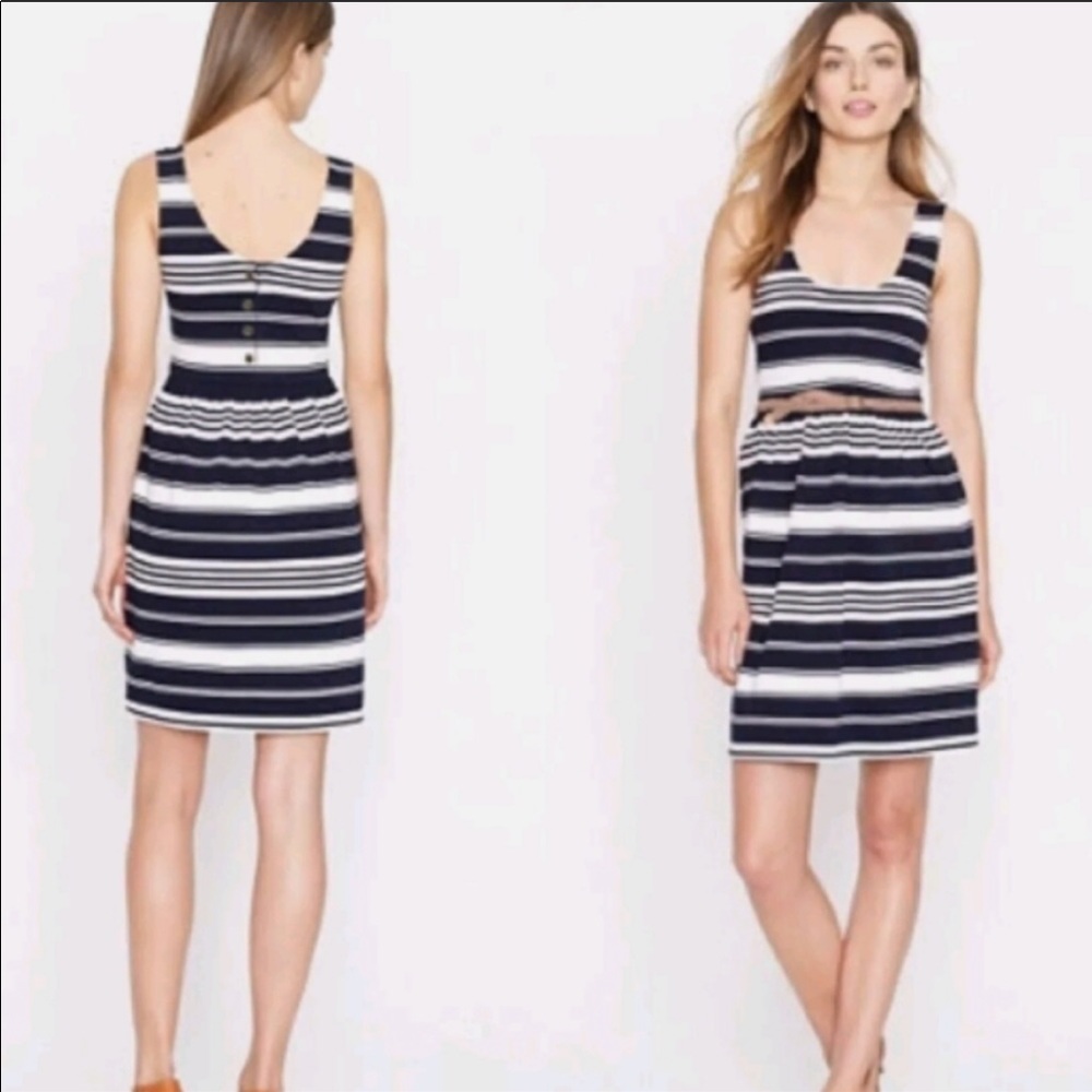 J. CREW navy white striped tank dress Sz XS - Picture 2 of 15